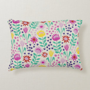 Protea Floral Block Print Millefleur lights Accent Pillow