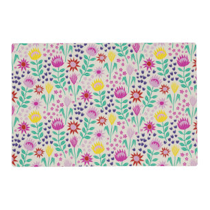 Protea Floral Block Print Millefleur lights Placemat