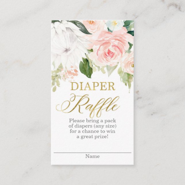 Protea floral Diaper Raffle Enclosure Card (Front)