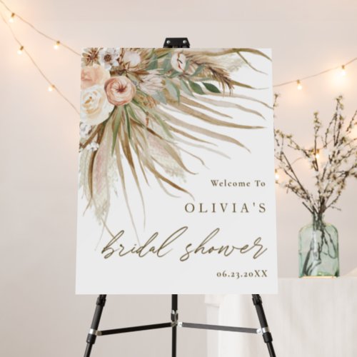 Protea Floral Pampas Grass Bridal Shower Welcome   Foam Board