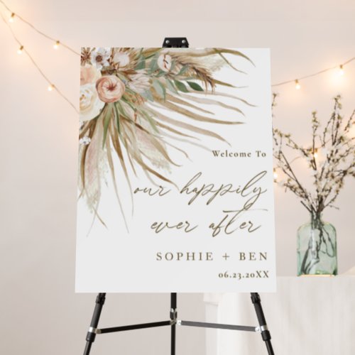 Protea Floral Pampas Grass Wedding Party Welcome Foam Board