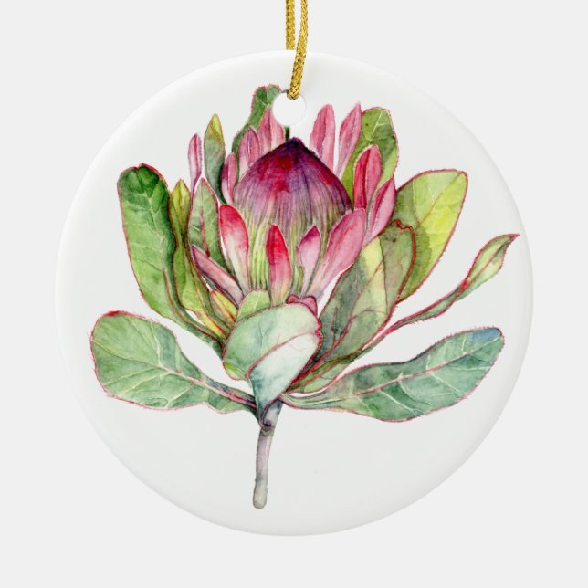 Protea Flower Ceramic Ornament (Front)