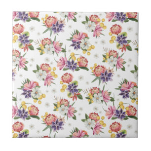 Protea flower chic (4.25 x 4.25) seamless pattern ceramic tile