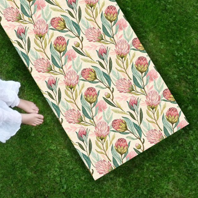 Protea Flower Desert Floral pink  Pattern  Yoga Mat (Creator Uploaded)