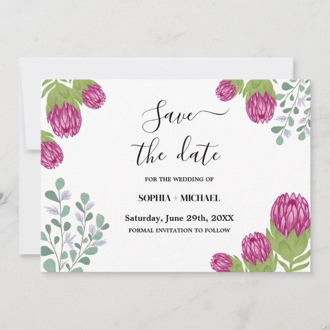 Protea Flower Garden Save Date Wedding  Invitation (Front)