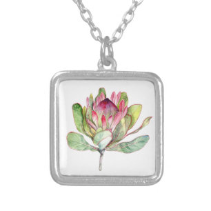 Protea Flower Silver Plated Necklace