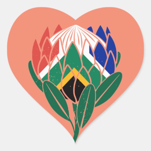 Protea Flower South Africa National Symbol Heart Sticker