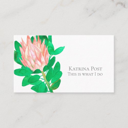 Protea Flower Watercolor Plant Botanical Pink Business Card