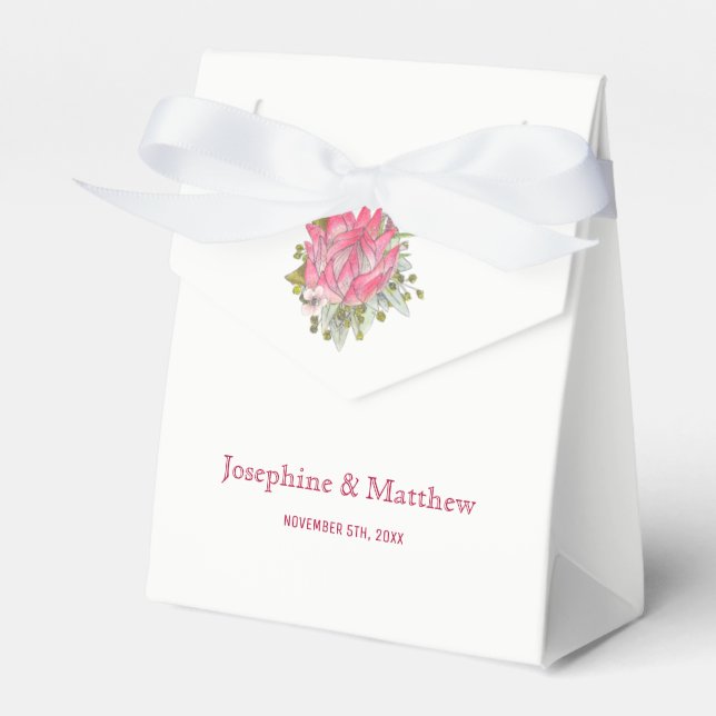 Protea Flower Wedding Favor Boxes (Front Side)