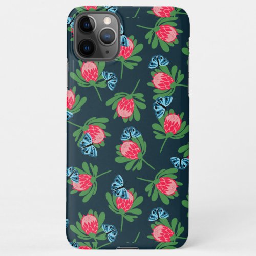 Protea flowers and butterflies pattern iPhone 11Pro max case
