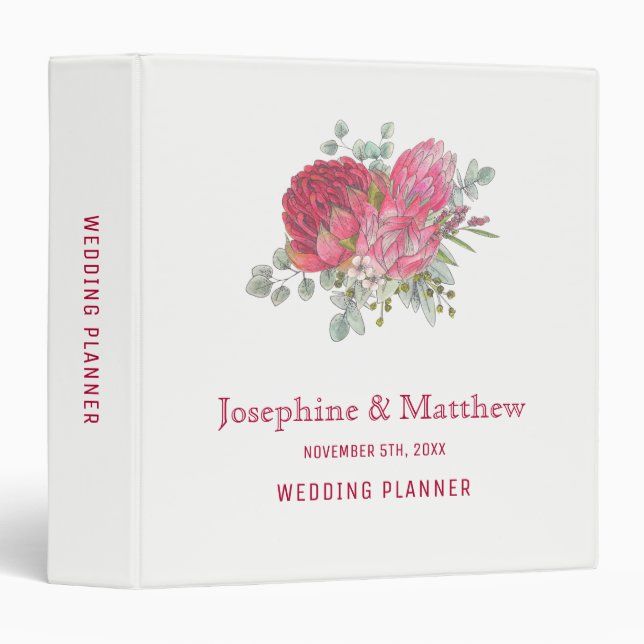 Protea Flowers Wedding Planner 3 Ring Binder (Front/Spine)