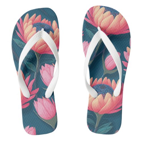 Protea Pattern Flip Flops