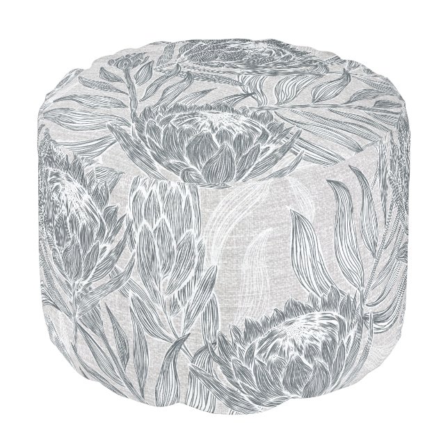 Protea pattern pouf (Angled Front)