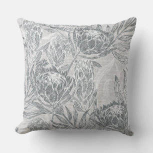 Protea print throw pillow