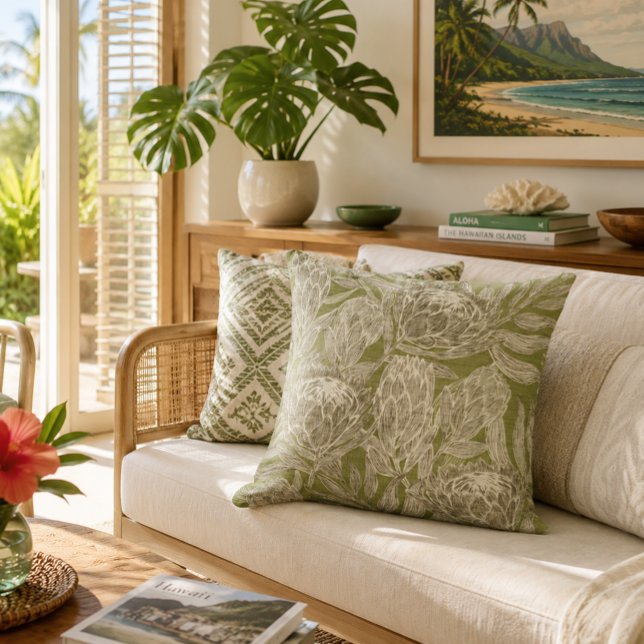 Protea print throw pillow (Creator Uploaded)