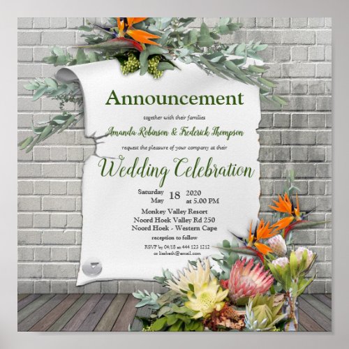 Protea _  Strelitzia Flower Announcement Poster