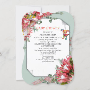 Protea - Strelitzia Flower Baby Shower Invitation