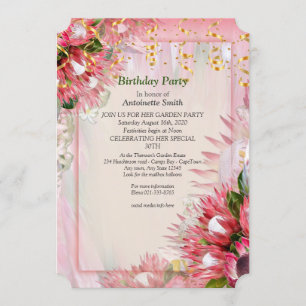 Protea - Strelitzia Flower Birthday Invitation