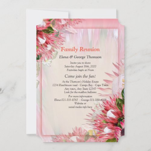 Protea _  Strelitzia Flower Bouquets Reunion Invitation