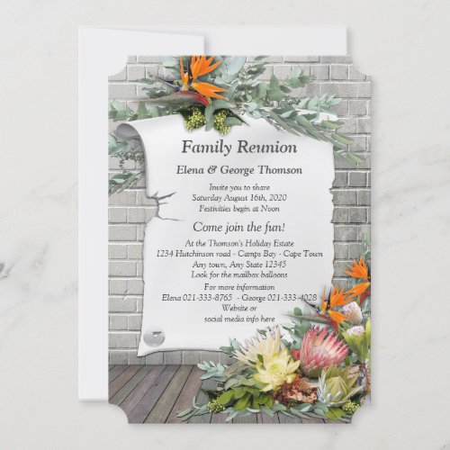 Protea _  Strelitzia Flower Bouquets Reunion Invitation