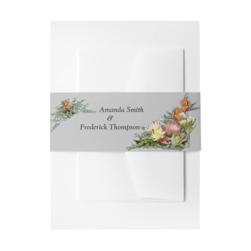 Protea _  Strelitzia Flower  Envelope Band Invitation Belly Band