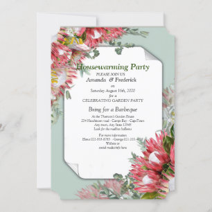 Protea - Strelitzia Flower Houswarming Party Invitation