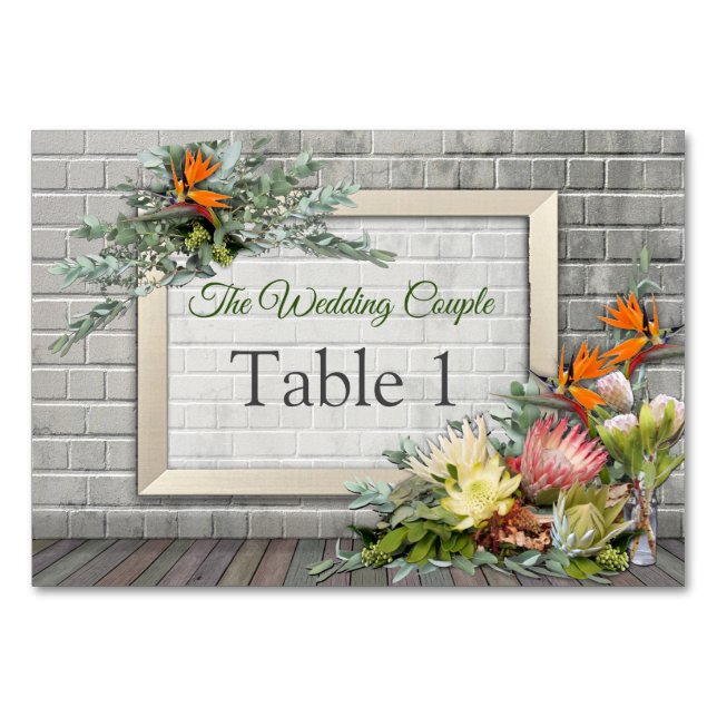 Protea -  Strelitzia Flower Table cards (Front)