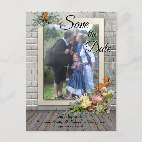 Protea _ Strelitzia Flowers Save the Date Announcement Postcard