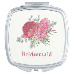 Protea & Waratah Flower Watercolor Makeup Mirror