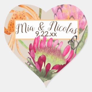 Proteas and Lilies Party Favor Stickers