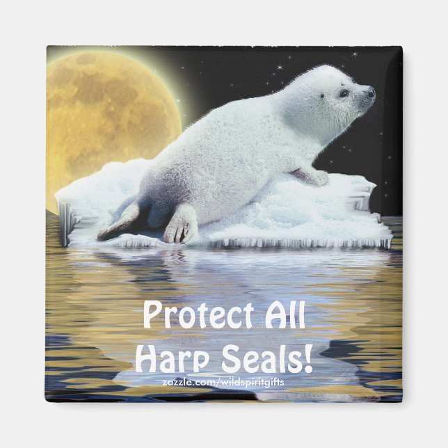 Protect All Harp Seals! Wildlife Magnet (Front)