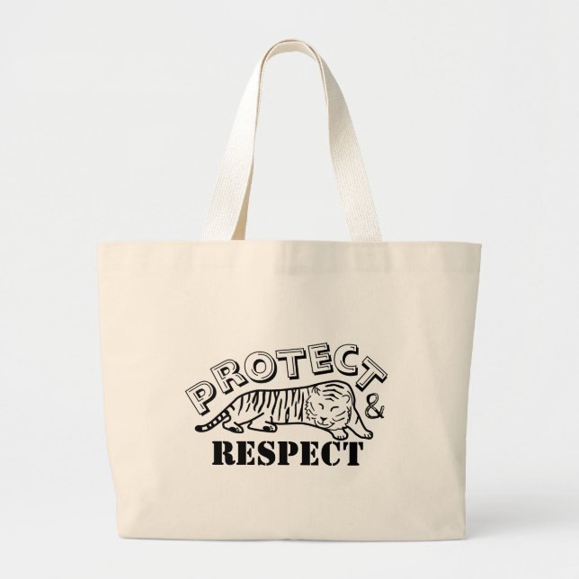 Protect and Respect Wildlife Tiger Large Tote Bag (Front)