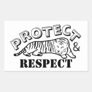 Protect and Respect Wildlife Tiger Rectangular Sticker