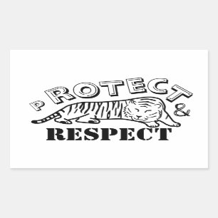 Protect and Respect Wildlife Tiger Rectangular Sticker