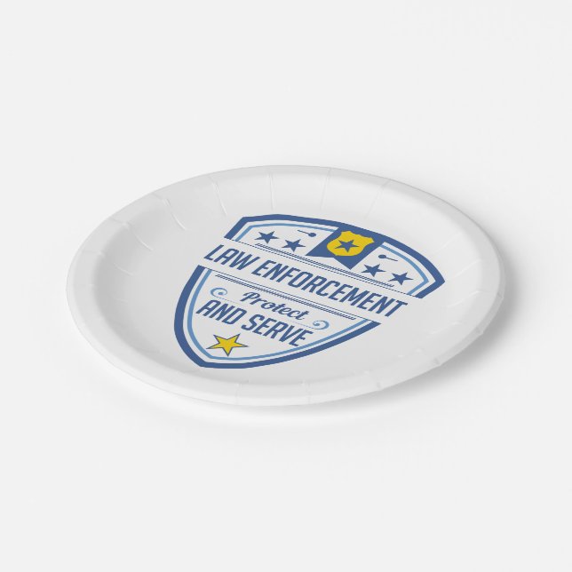 Protect and Serve Police Badge Paper Plates (Angled)