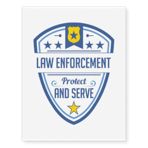 Protect and Serve Police Badge Temporary Tattoos