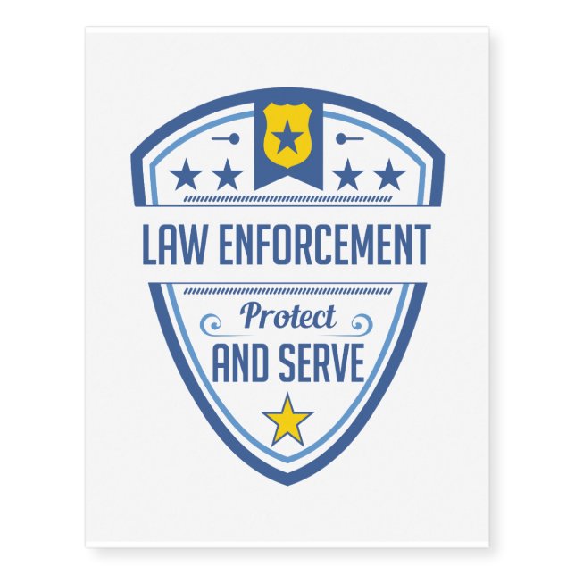 Protect and Serve Police Badge Temporary Tattoos (Front)