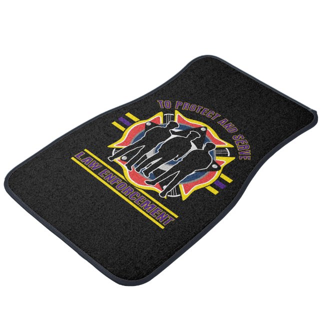 Protect and Serve Police Car Floor Mat (Angled)