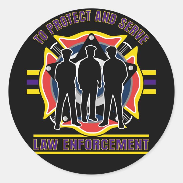 Protect and Serve Police Classic Round Sticker (Front)