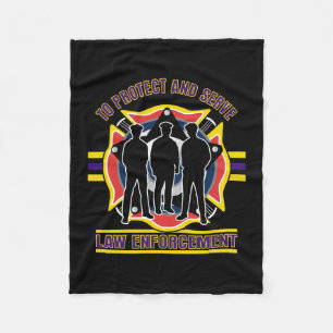 Protect and Serve Police Fleece Blanket
