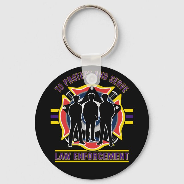 Protect and Serve Police Keychain (Front)