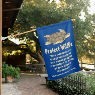 Protect Beautiful Sea Turtle Ocean Wildlife Gandhi House Flag