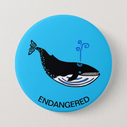 Protect Blue WHALES_Endangered animal _ Ocean blue Button