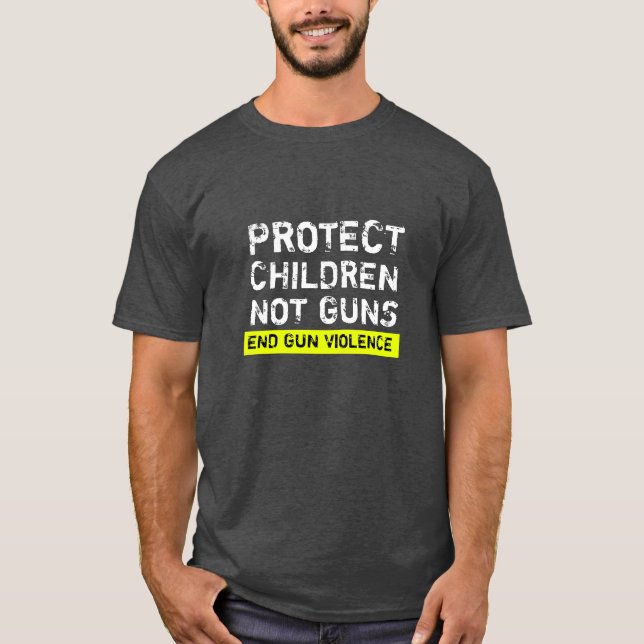 Protect Children Not guns neon grunge typography T-Shirt (Front)