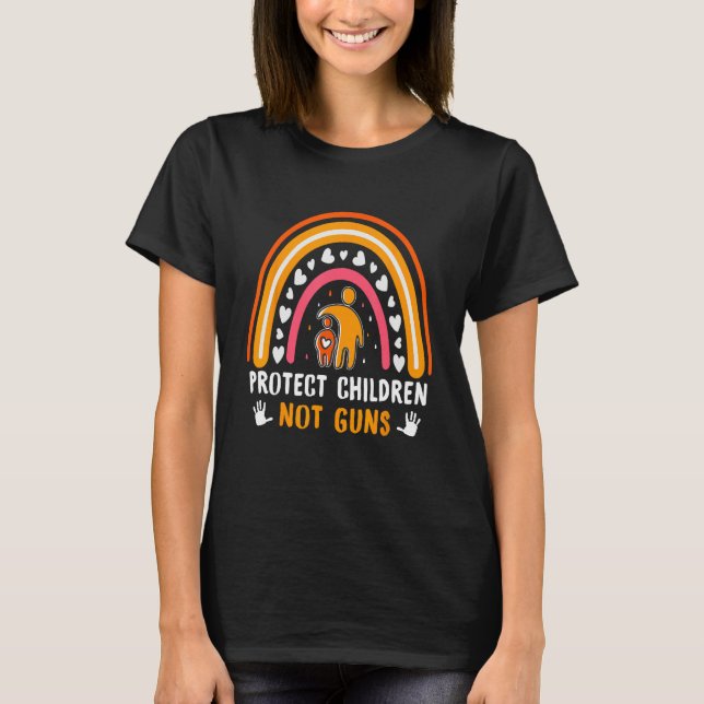 Protect Children Not Guns Rainbow Gun Violence Awa T-Shirt (Front)