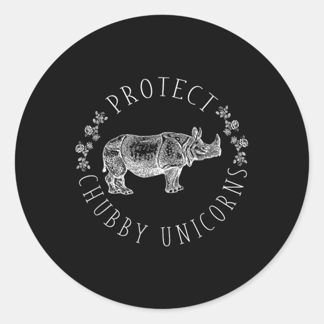 Protect Chubby Unicorns Save The White Rhino Anima Classic Round Sticker (Front)