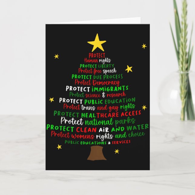 Protect Democracy Christmas Tree Feminist Social J Card (Front)