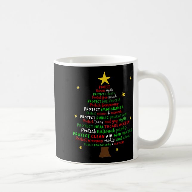 Protect Democracy Christmas Tree Feminist Social J Coffee Mug (Right)