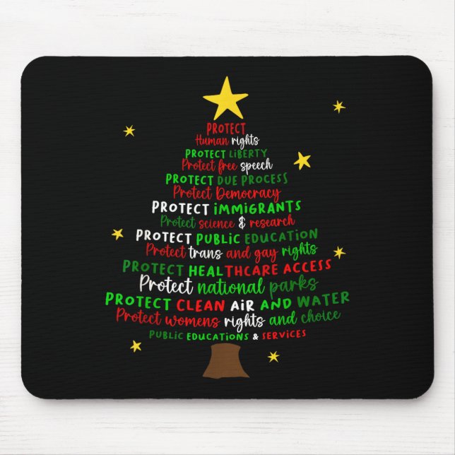 Protect Democracy Christmas Tree Feminist Social J Mouse Pad (Front)