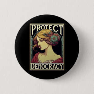 Protect Democracy Feminist Activist Art For Social Button